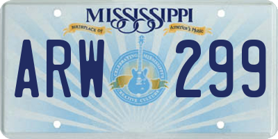MS license plate ARW299