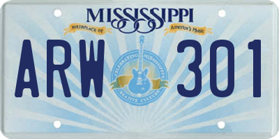 MS license plate ARW301