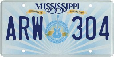 MS license plate ARW304