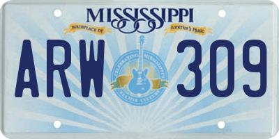 MS license plate ARW309