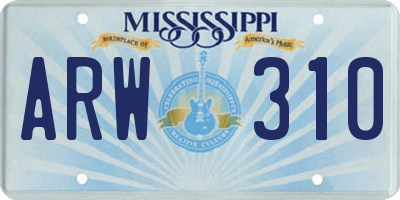 MS license plate ARW310