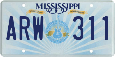 MS license plate ARW311