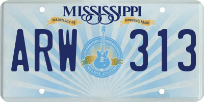 MS license plate ARW313