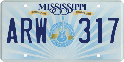 MS license plate ARW317