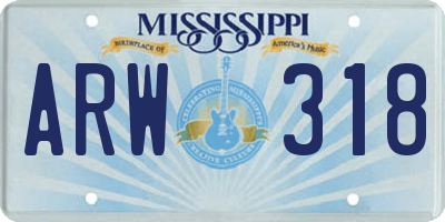 MS license plate ARW318
