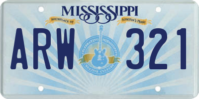 MS license plate ARW321
