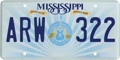 MS license plate ARW322