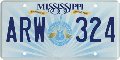 MS license plate ARW324
