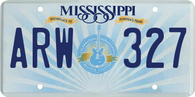 MS license plate ARW327