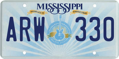 MS license plate ARW330