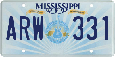 MS license plate ARW331