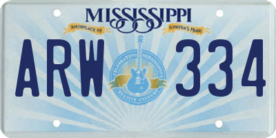 MS license plate ARW334