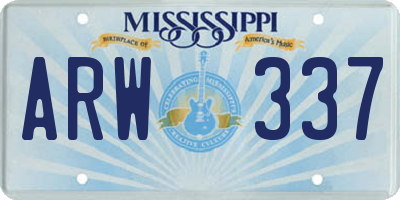 MS license plate ARW337