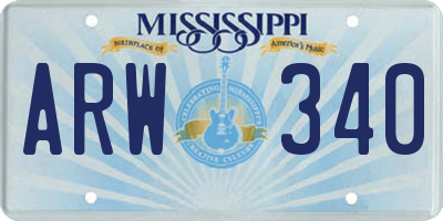MS license plate ARW340