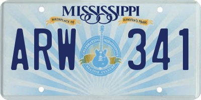 MS license plate ARW341