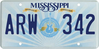 MS license plate ARW342