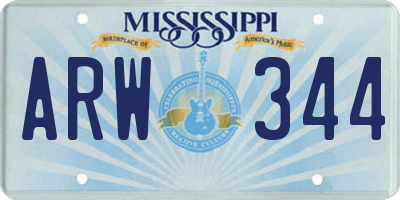 MS license plate ARW344