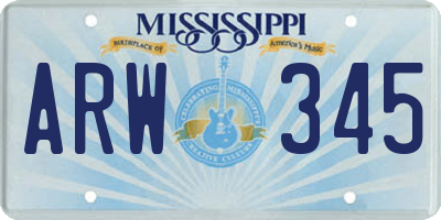 MS license plate ARW345