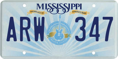 MS license plate ARW347