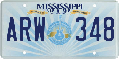 MS license plate ARW348