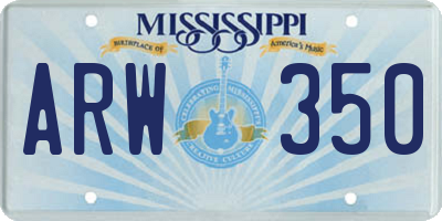 MS license plate ARW350