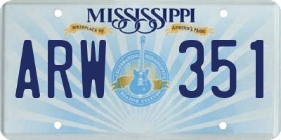 MS license plate ARW351