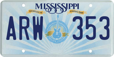 MS license plate ARW353