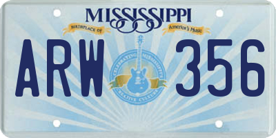 MS license plate ARW356