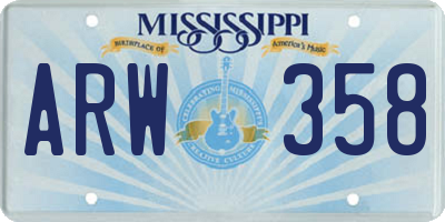 MS license plate ARW358