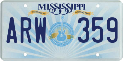 MS license plate ARW359