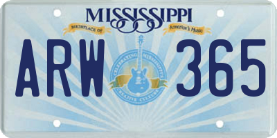 MS license plate ARW365