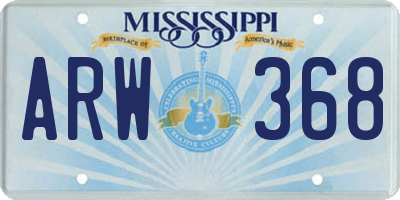 MS license plate ARW368