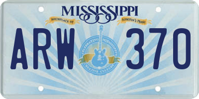 MS license plate ARW370