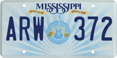 MS license plate ARW372