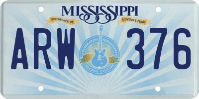 MS license plate ARW376