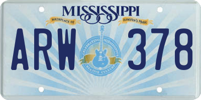 MS license plate ARW378