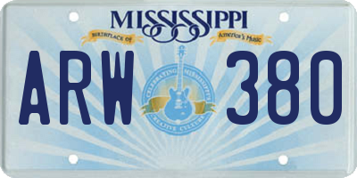 MS license plate ARW380