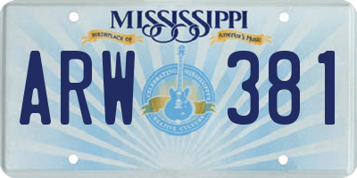 MS license plate ARW381