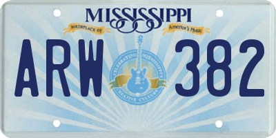 MS license plate ARW382