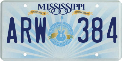 MS license plate ARW384