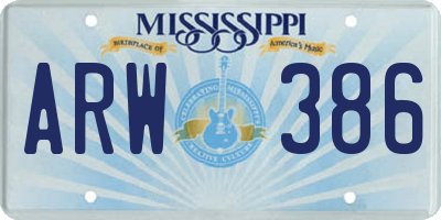 MS license plate ARW386
