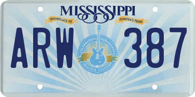 MS license plate ARW387