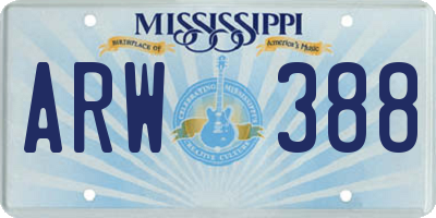 MS license plate ARW388