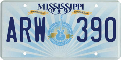 MS license plate ARW390