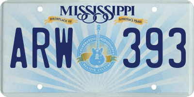 MS license plate ARW393