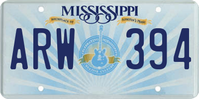 MS license plate ARW394