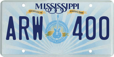 MS license plate ARW400