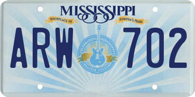 MS license plate ARW702
