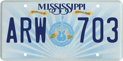 MS license plate ARW703