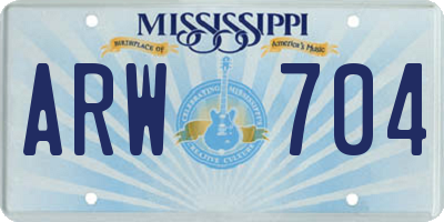 MS license plate ARW704